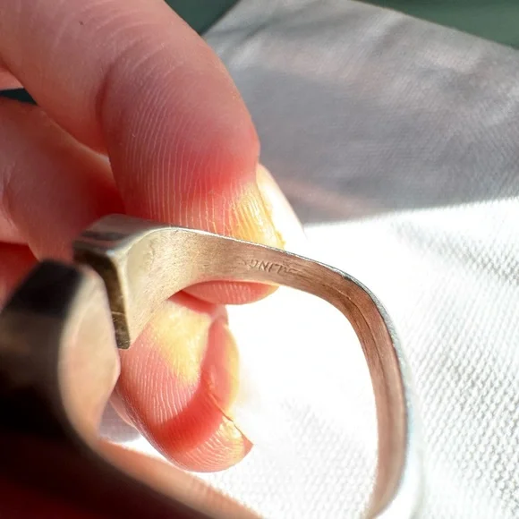 Vintage Sterling silver and jade adjustable size ring - Picture 5 of 14